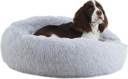 39 inch Calming Dog Bed, Donut Dog Bed for Large Sized Dog, Grey