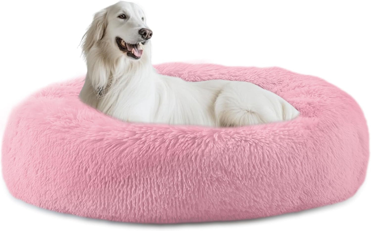 39 inch Calming Dog Bed, Donut Dog Bed for Large Sized Dog, Grey