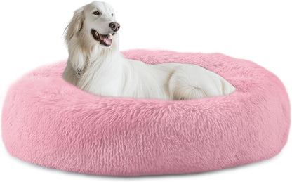 39 inch Calming Dog Bed, Donut Dog Bed for Large Sized Dog, Grey