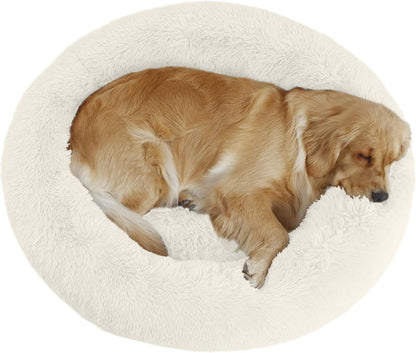 39 inch Calming Dog Bed, Donut Dog Bed for Large Sized Dog, Grey