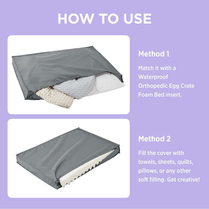 Waterproof Dog Bed Cover Replacement, Large 36x27x3in, Green | 100% Oxford Fabric, For Outdoor and Indoor Use, Machine Washable, Custom Fit for Dog or Cat Pet Mats, Easy Care