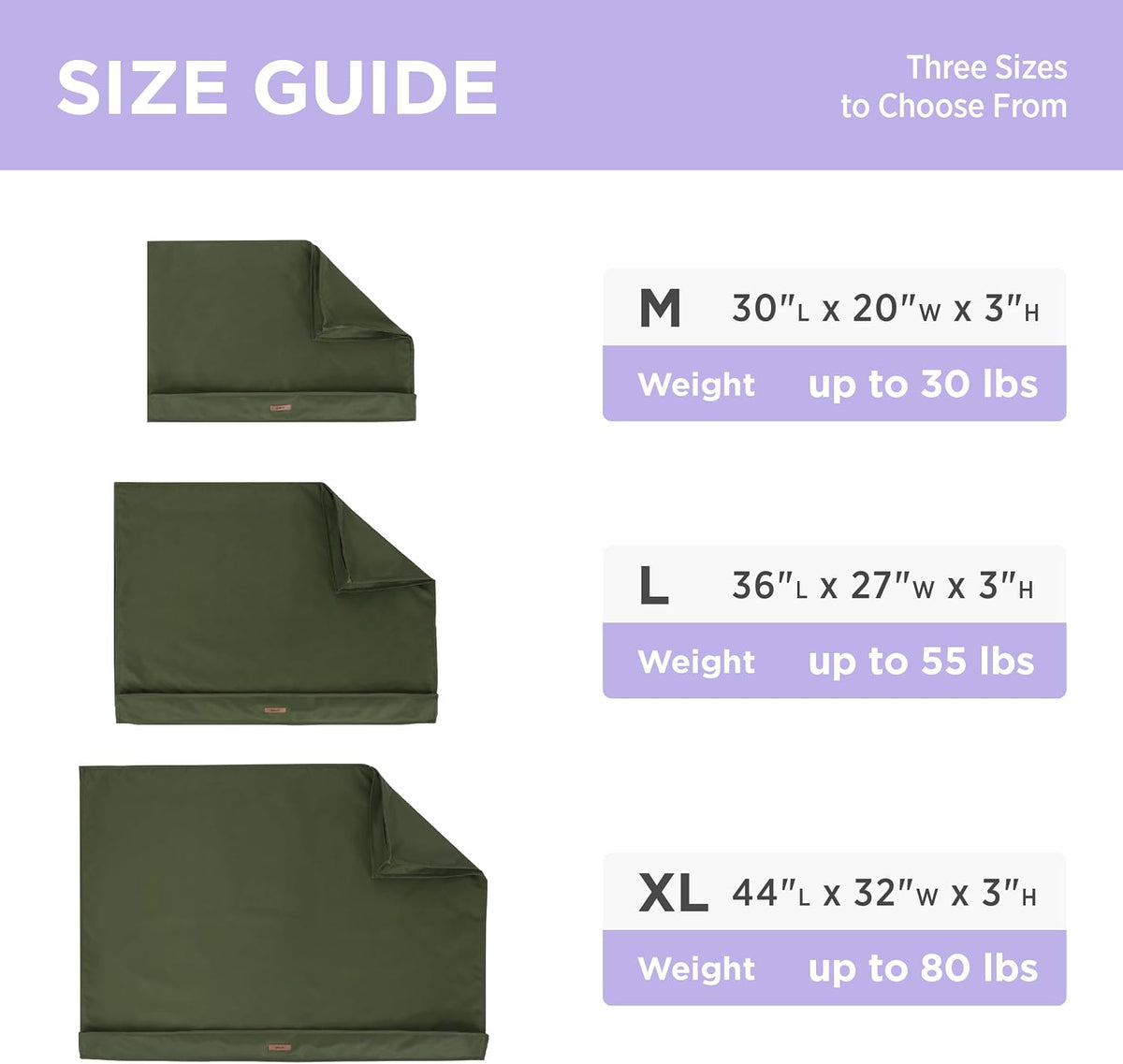 Waterproof Dog Bed Cover Replacement, Large 36x27x3in, Green | 100% Oxford Fabric, For Outdoor and Indoor Use, Machine Washable, Custom Fit for Dog or Cat Pet Mats, Easy Care