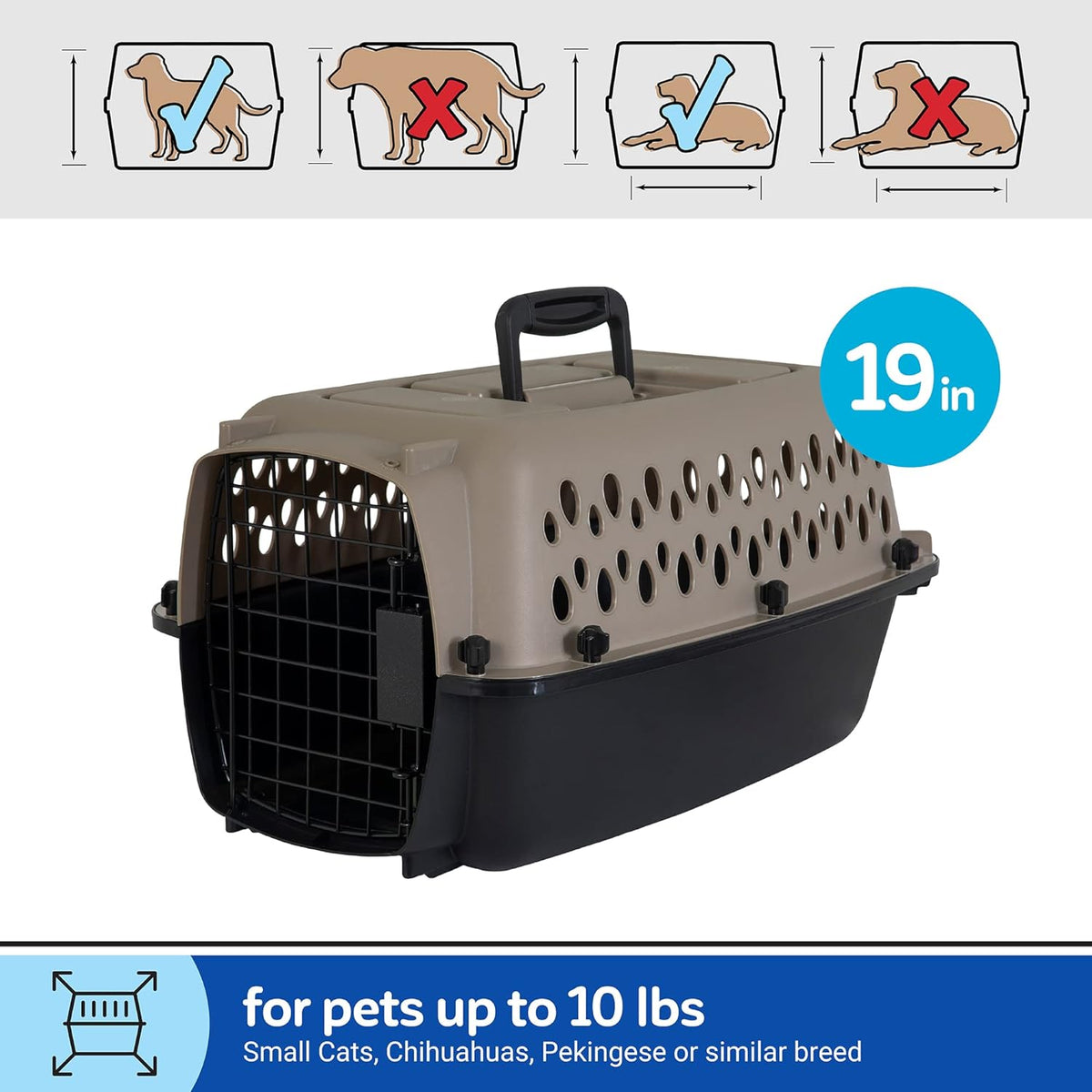 Vari Dog Kennel, Carrier, XS 19in, Up to 10lbs, Taupe