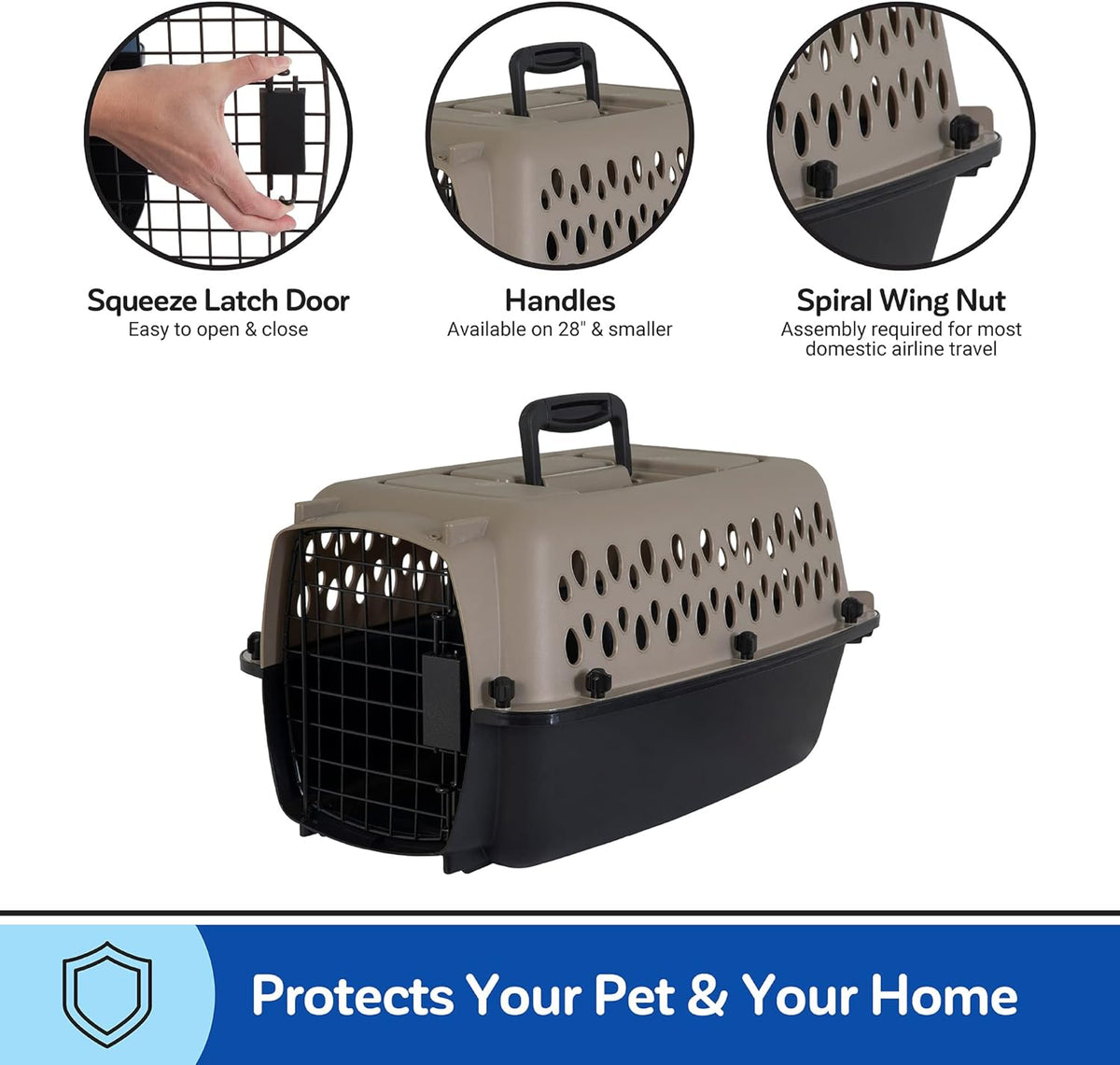 Vari Dog Kennel, Carrier, XS 19in, Up to 10lbs, Taupe