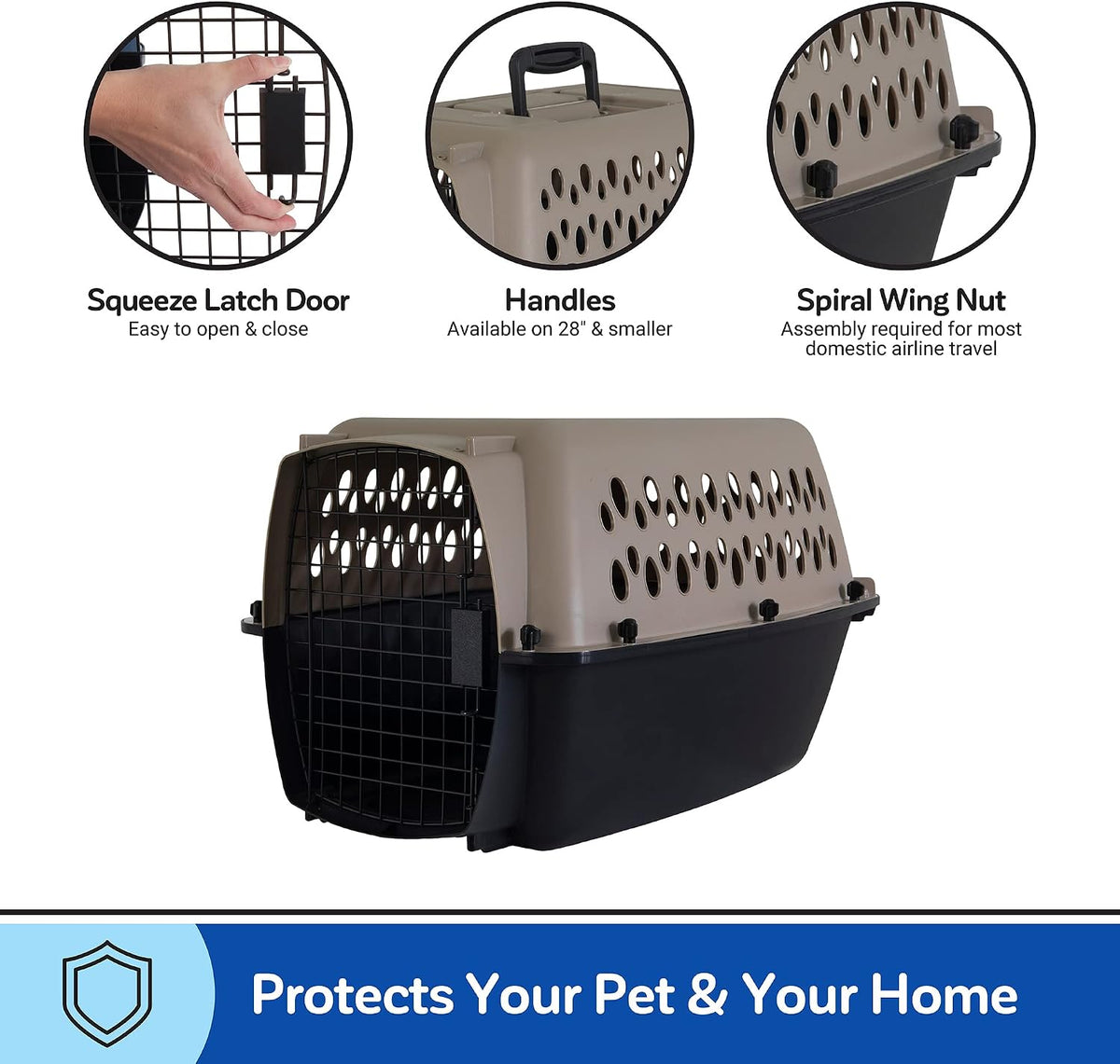 Vari Dog Kennel, Carrier, XS 19in, Up to 10lbs, Taupe