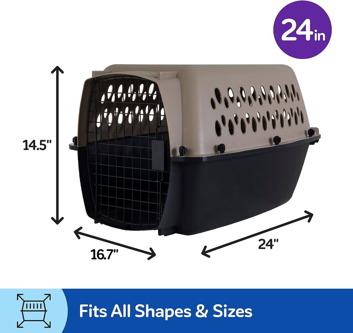 Vari Dog Kennel, Carrier, XS 19in, Up to 10lbs, Taupe