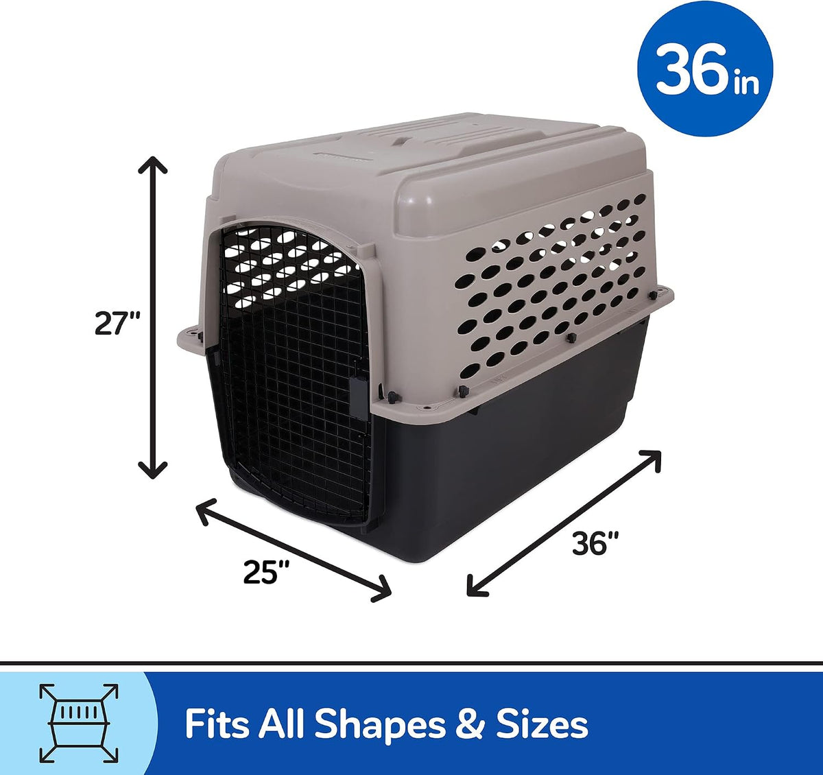Vari Dog Kennel, Carrier, XS 19in, Up to 10lbs, Taupe