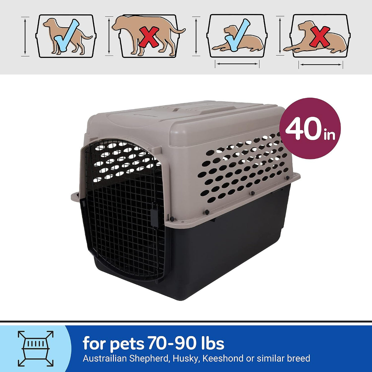 Vari Dog Kennel, Carrier, XS 19in, Up to 10lbs, Taupe