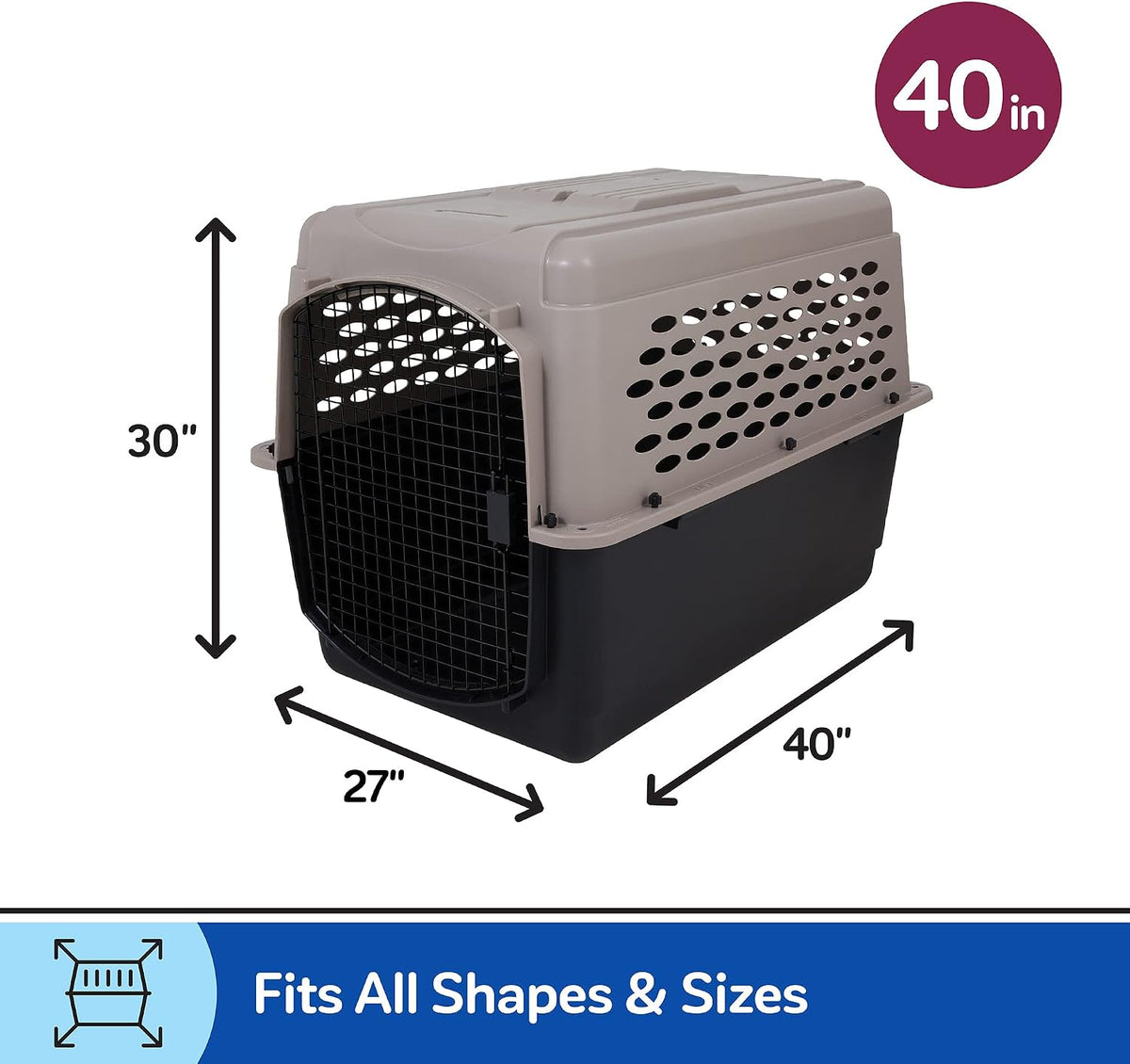 Vari Dog Kennel, Carrier, XS 19in, Up to 10lbs, Taupe