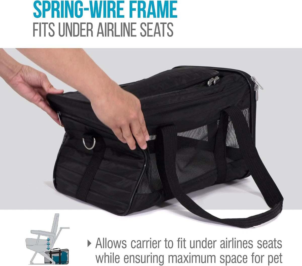 Original Deluxe Travel Pet Carrier, Airline Approved - Black, Large