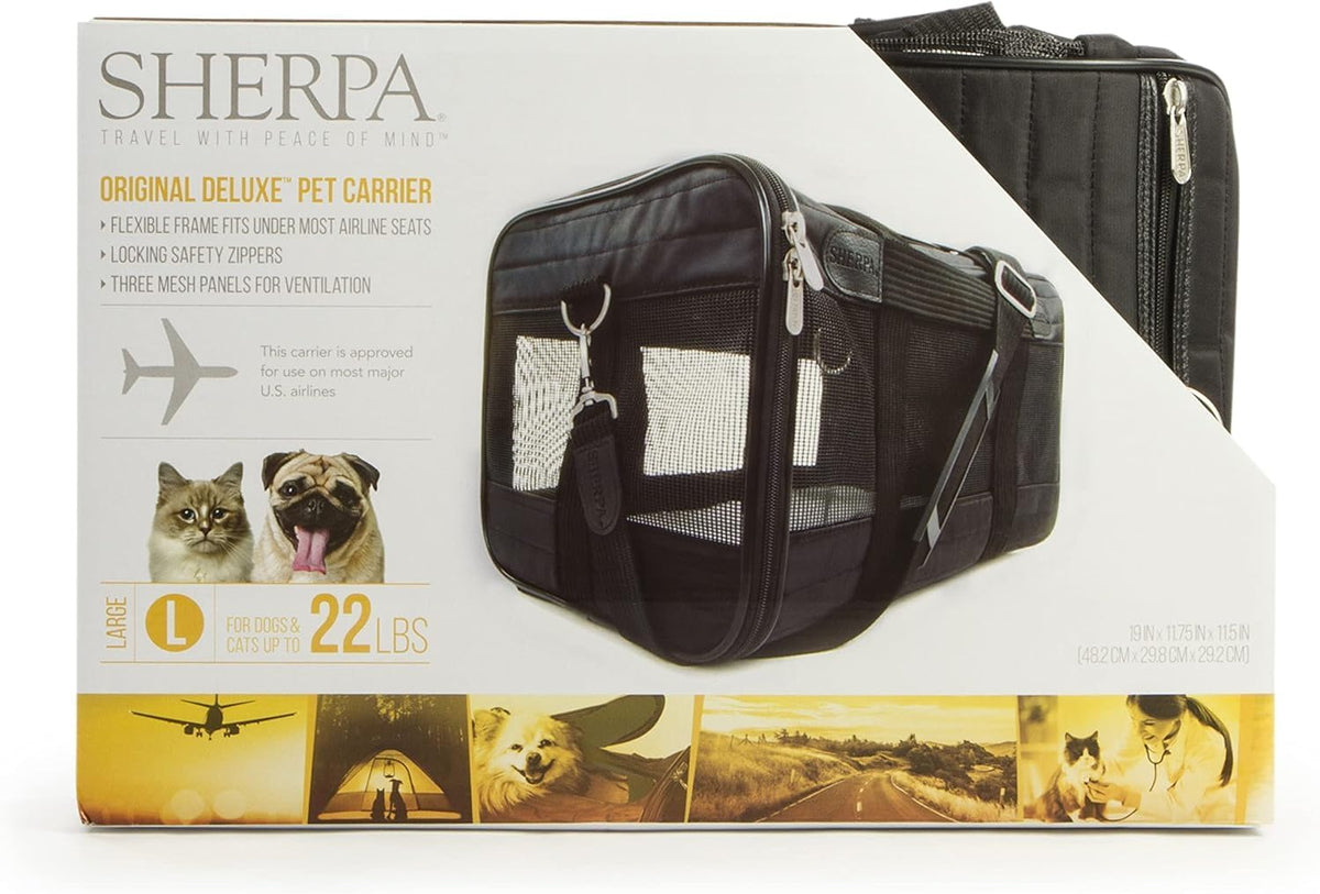 Original Deluxe Travel Pet Carrier, Airline Approved - Black, Large