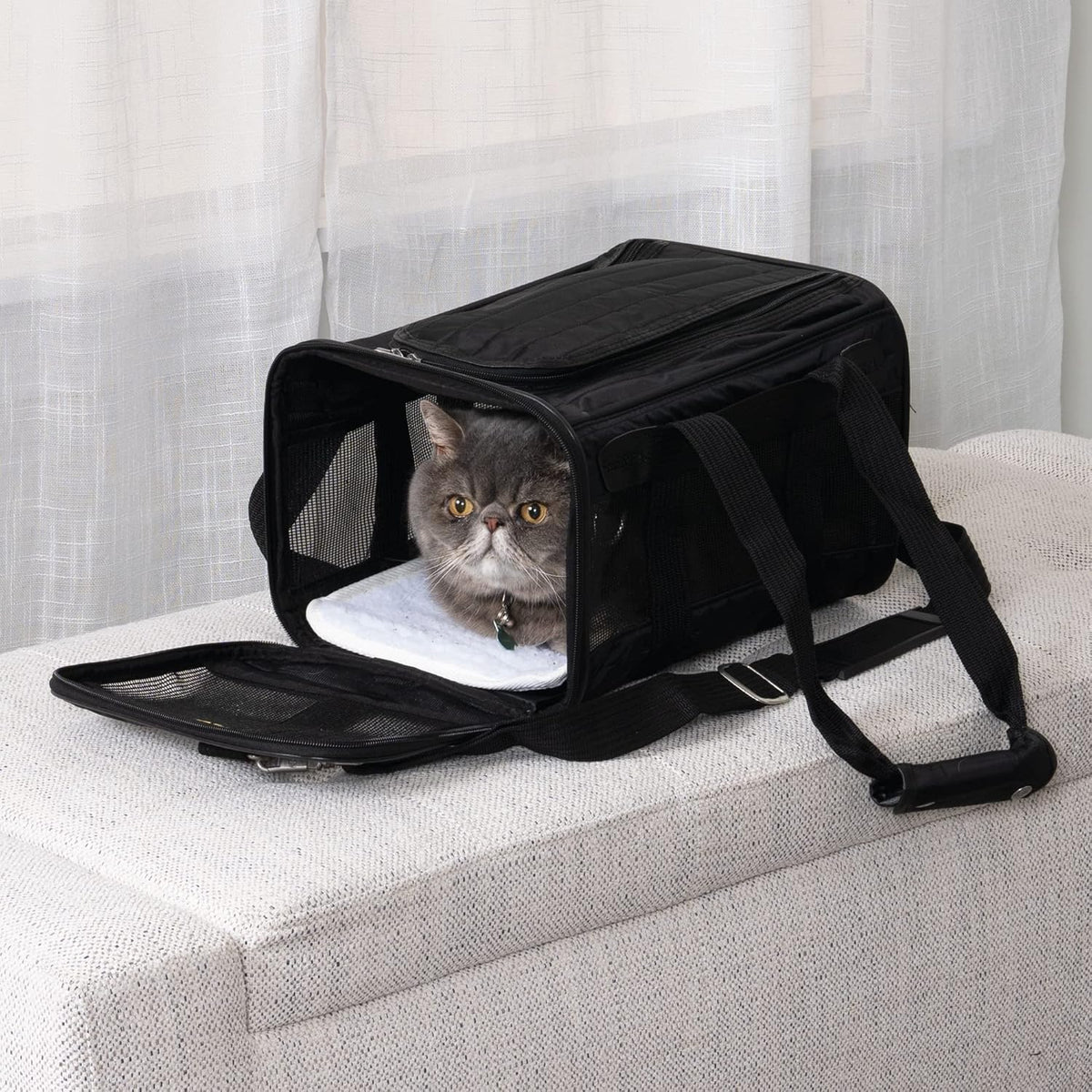 Original Deluxe Travel Pet Carrier, Airline Approved - Black, Large
