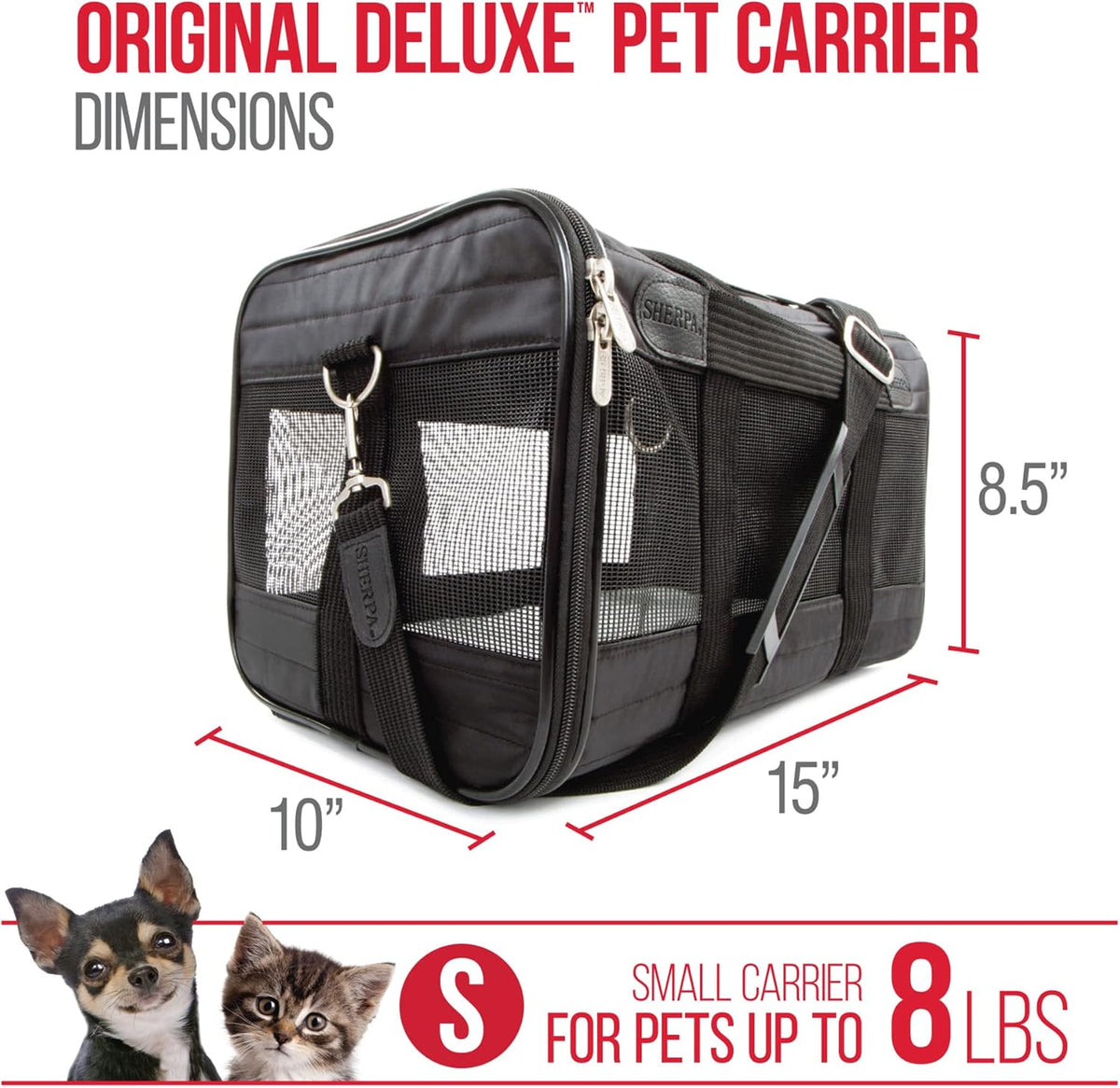 Original Deluxe Travel Pet Carrier, Airline Approved - Black, Large