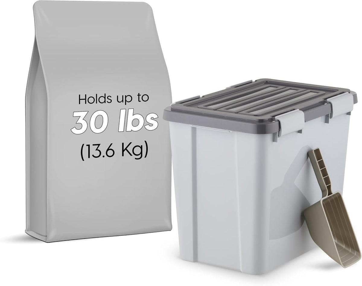 Dog Food Storage Container, Up to 30 lbs, Gray/Dark Gray