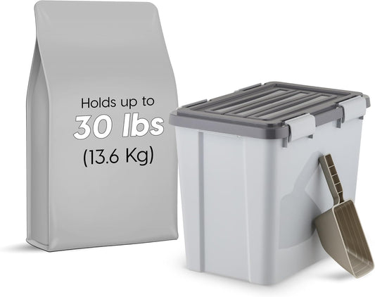 Dog Food Storage Container, Up to 30 lbs, Gray/Dark Gray