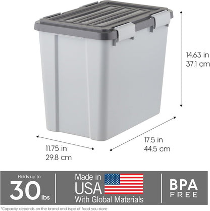 Dog Food Storage Container, Up to 30 lbs, Gray/Dark Gray
