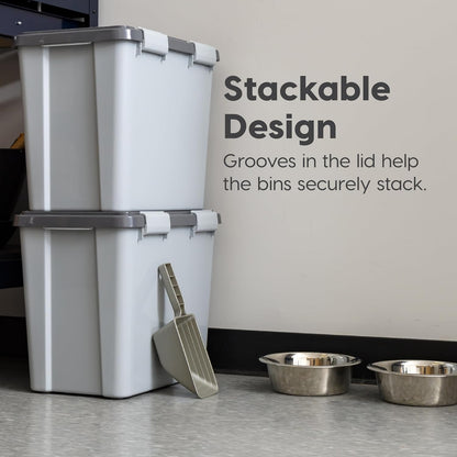 Dog Food Storage Container, Up to 30 lbs, Gray/Dark Gray