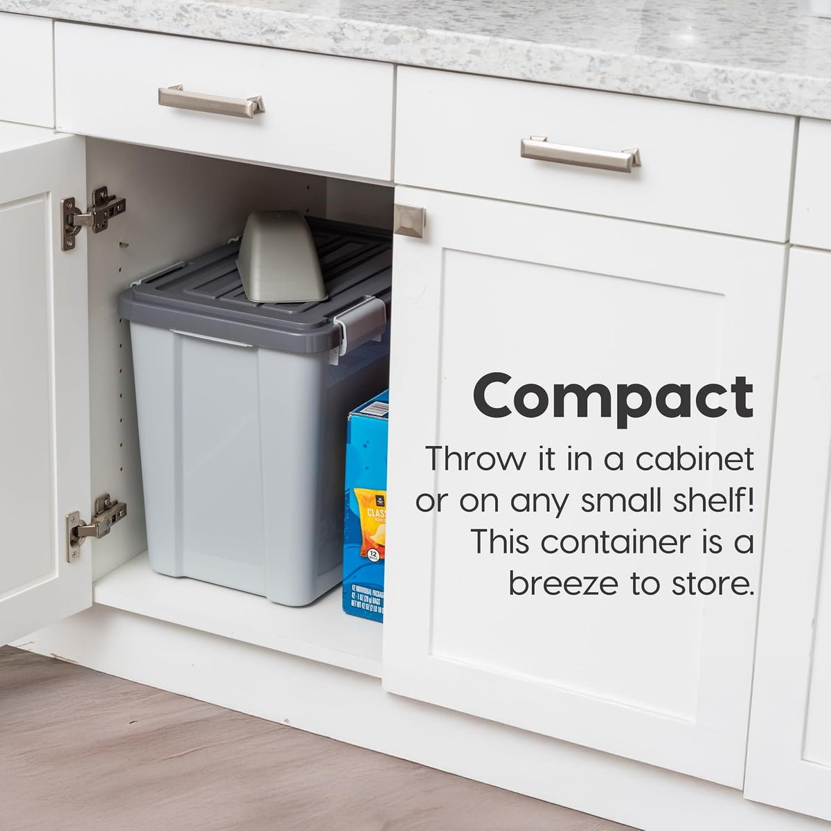 Dog Food Storage Container, Up to 30 lbs, Gray/Dark Gray