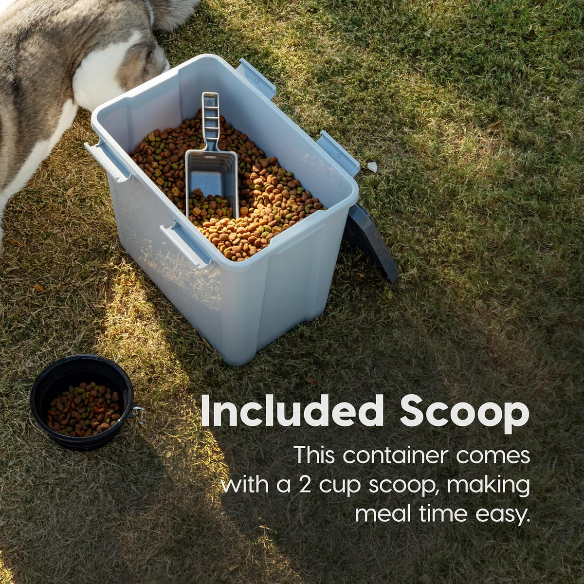 Dog Food Storage Container, Up to 30 lbs, Gray/Dark Gray