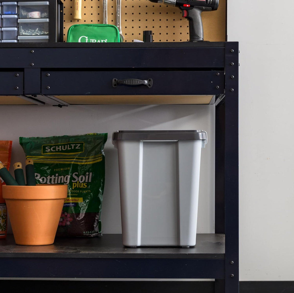 Dog Food Storage Container, Up to 30 lbs, Gray/Dark Gray
