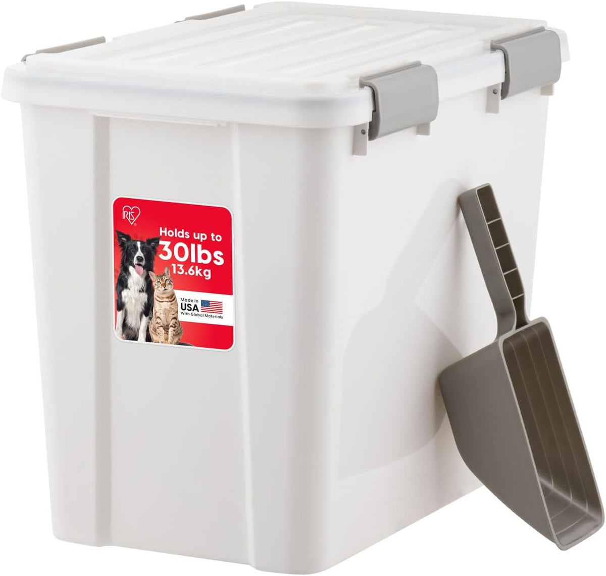 Dog Food Storage Container, Up to 30 lbs, Gray/Dark Gray