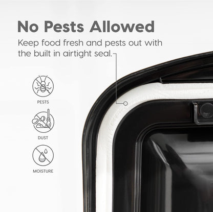 Airtight Pet Food Storage Rolling Container, 30 lb Capacity, Black