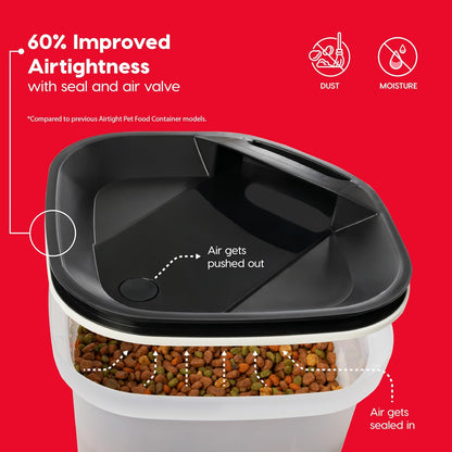 Airtight Pet Food Storage Rolling Container, 30 lb Capacity, Black