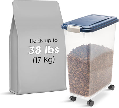 Airtight Pet Food Storage Rolling Container, 30 lb Capacity, Black