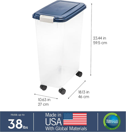 Airtight Pet Food Storage Rolling Container, 30 lb Capacity, Black