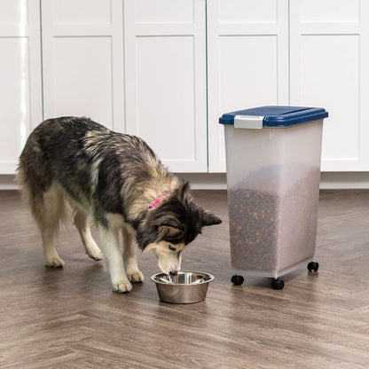 Airtight Pet Food Storage Rolling Container, 30 lb Capacity, Black