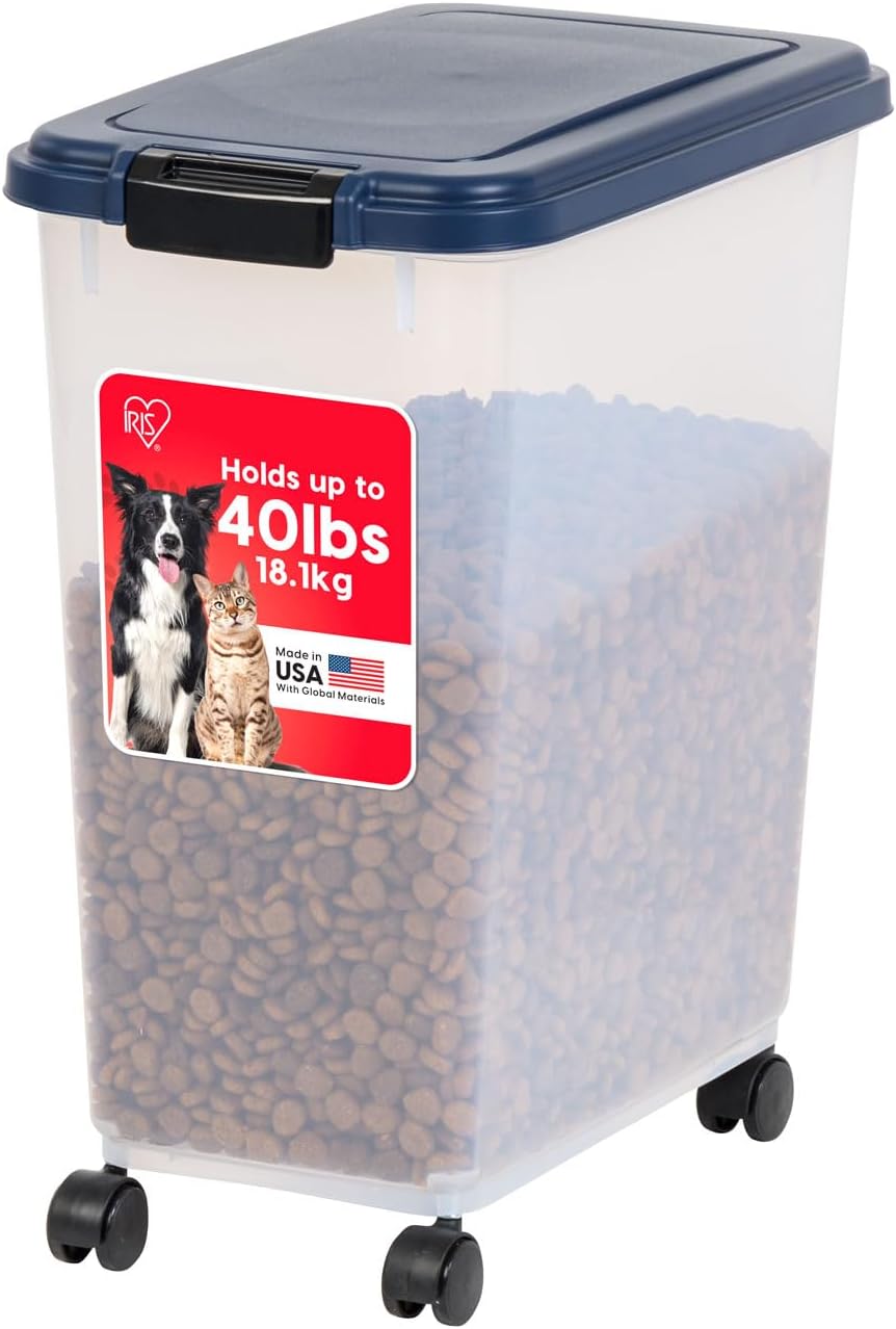 Airtight Pet Food Storage Rolling Container, 30 lb Capacity, Black