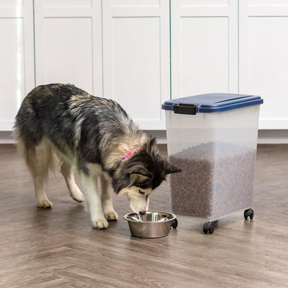 Airtight Pet Food Storage Rolling Container, 30 lb Capacity, Black