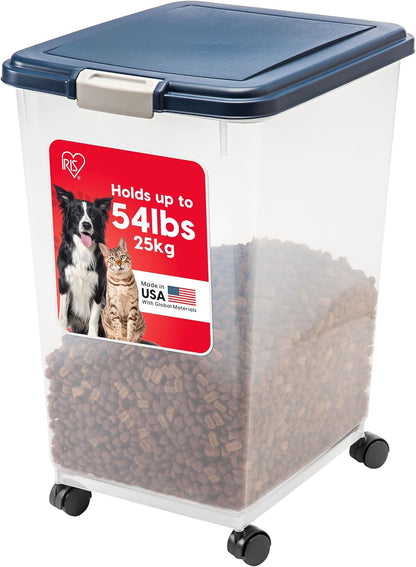 Airtight Pet Food Storage Rolling Container, 30 lb Capacity, Black