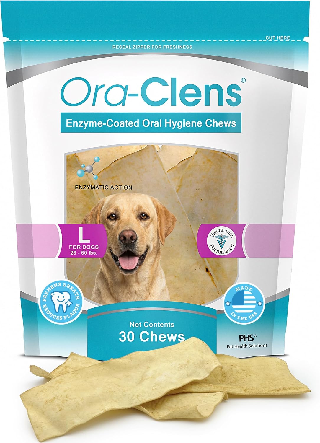 Oral Hygiene Chews for Small Dogs-Enzymatic Dental Treats for Daily Oral Care, Cleans Teeth and Freshens Breath, Reduces Plaque, Bacteria and Tartar Build Up Without Brushing-30 Chews
