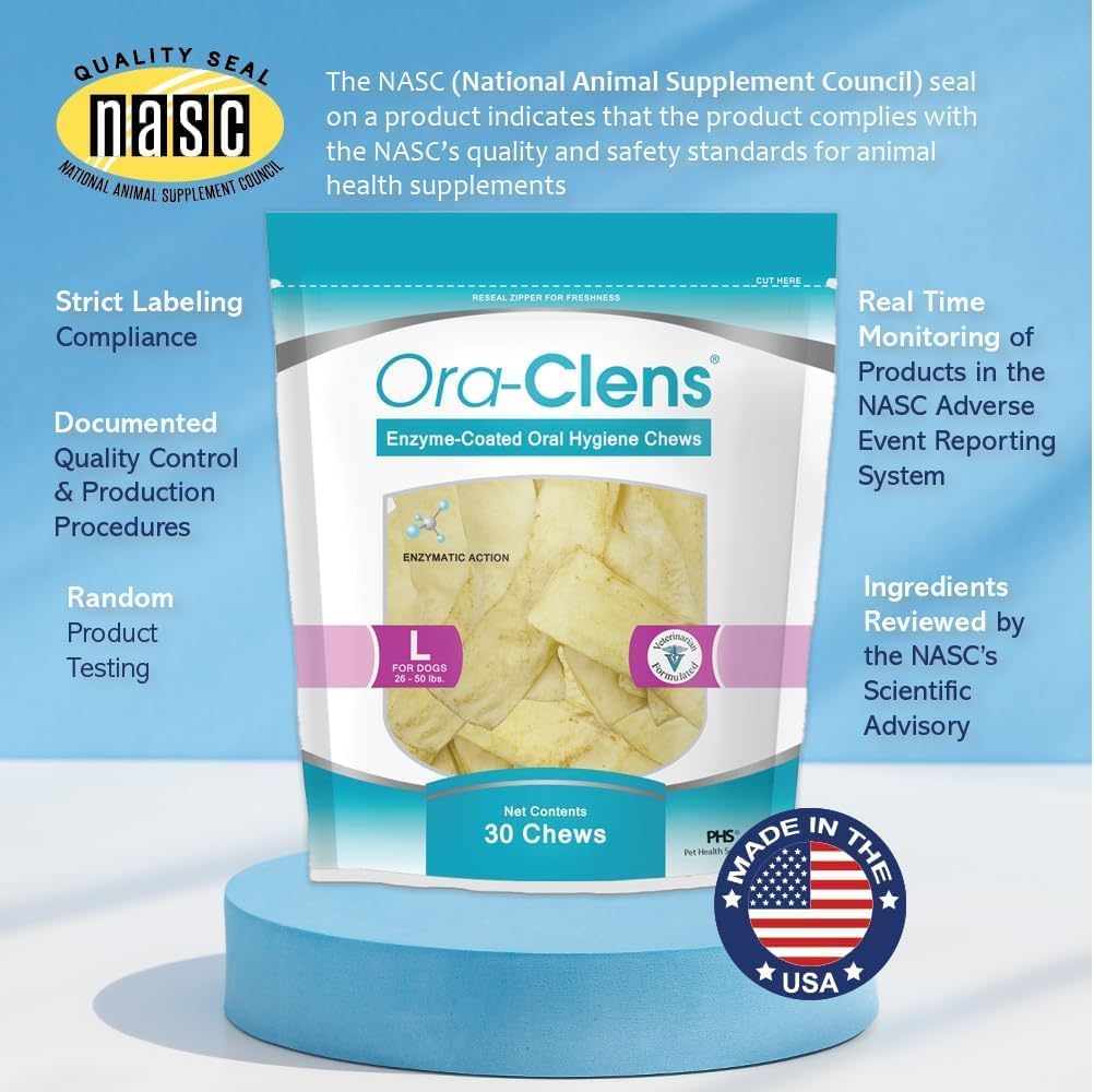 Oral Hygiene Chews for Small Dogs-Enzymatic Dental Treats for Daily Oral Care, Cleans Teeth and Freshens Breath, Reduces Plaque, Bacteria and Tartar Build Up Without Brushing-30 Chews