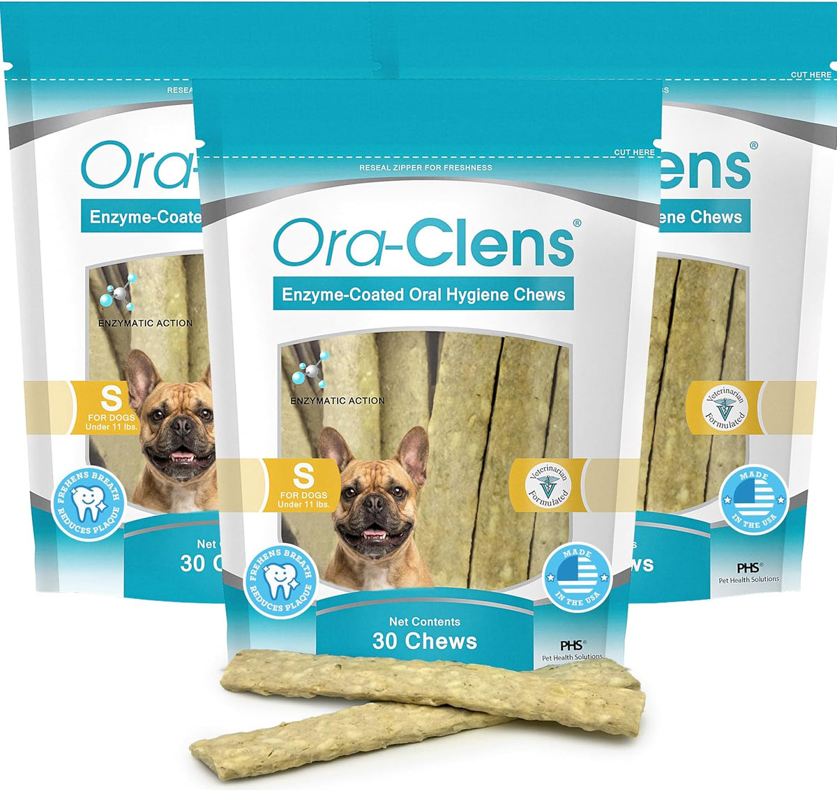 Oral Hygiene Chews for Small Dogs-Enzymatic Dental Treats for Daily Oral Care, Cleans Teeth and Freshens Breath, Reduces Plaque, Bacteria and Tartar Build Up Without Brushing-30 Chews