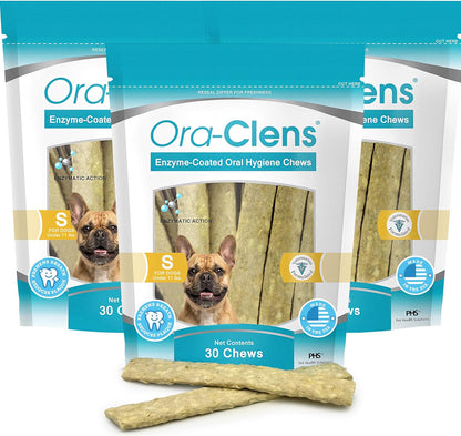 Oral Hygiene Chews for Small Dogs-Enzymatic Dental Treats for Daily Oral Care, Cleans Teeth and Freshens Breath, Reduces Plaque, Bacteria and Tartar Build Up Without Brushing-30 Chews