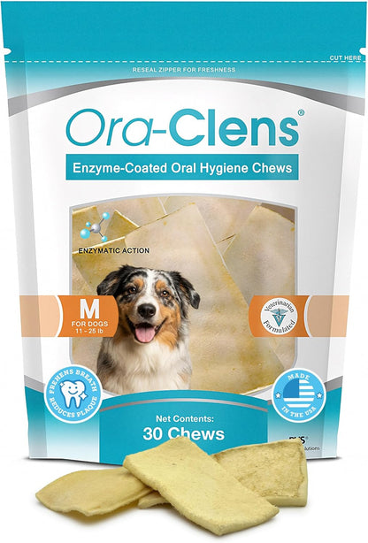 Oral Hygiene Chews for Small Dogs-Enzymatic Dental Treats for Daily Oral Care, Cleans Teeth and Freshens Breath, Reduces Plaque, Bacteria and Tartar Build Up Without Brushing-30 Chews