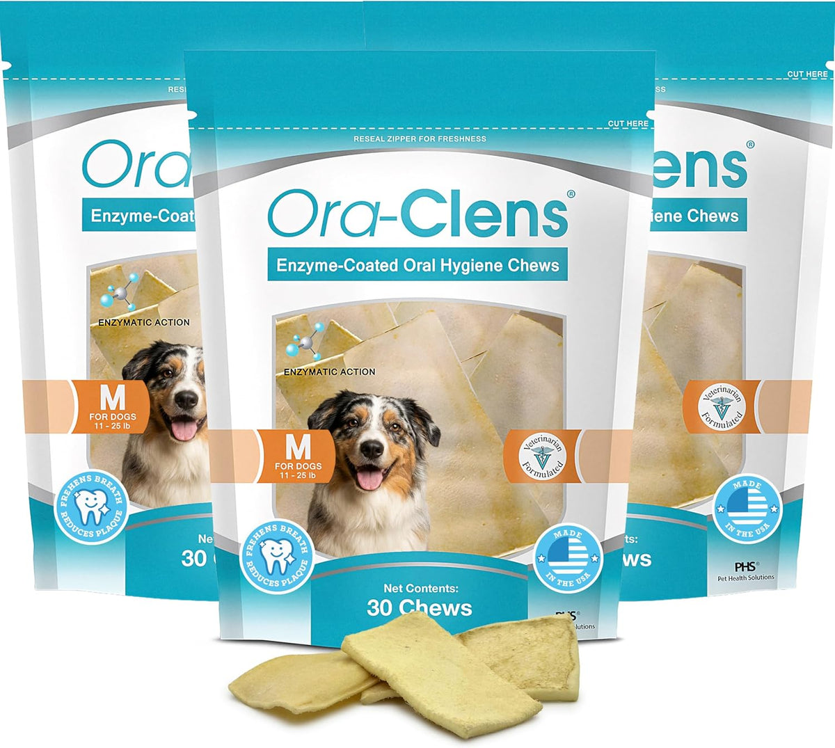 Oral Hygiene Chews for Small Dogs-Enzymatic Dental Treats for Daily Oral Care, Cleans Teeth and Freshens Breath, Reduces Plaque, Bacteria and Tartar Build Up Without Brushing-30 Chews