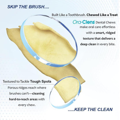 Oral Hygiene Chews for Small Dogs-Enzymatic Dental Treats for Daily Oral Care, Cleans Teeth and Freshens Breath, Reduces Plaque, Bacteria and Tartar Build Up Without Brushing-30 Chews