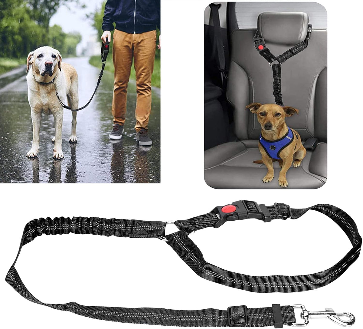 Dog Seat Belt for Car, Dog Car Harness Dog Nylon Reflective Safety Seatbelt Strap Crash Tested Dog Seat Belt Dog Restraints Vehicle Seatbelts Harness Puppy Safety Harness for