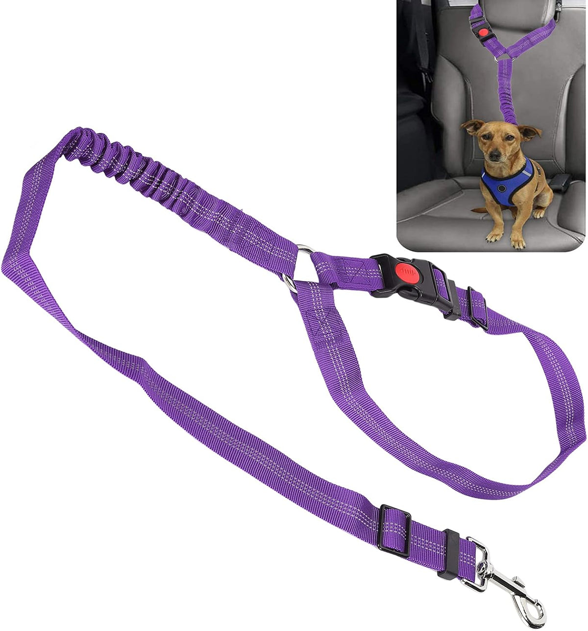 Dog Seat Belt for Car, Dog Car Harness Dog Nylon Reflective Safety Seatbelt Strap Crash Tested Dog Seat Belt Dog Restraints Vehicle Seatbelts Harness Puppy Safety Harness for