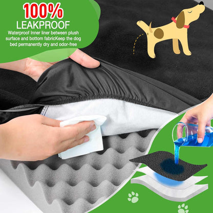 Dog Bed Covers Replacement Waterproof for Dog Bedding Washable Grey 2 Pack 35" x 44" XL