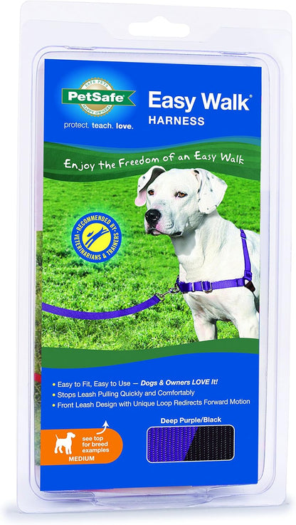Easy Walk Harness, No Pull Dog Harness, Black, Medium | Patented Martingale Loop Gives Gradual Shoulder Pressure to Stop Pulling, Front-Chest Leash Clip Prevents Gagging