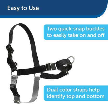 Easy Walk Harness, No Pull Dog Harness, Black, Medium | Patented Martingale Loop Gives Gradual Shoulder Pressure to Stop Pulling, Front-Chest Leash Clip Prevents Gagging