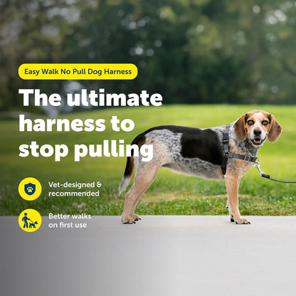 Easy Walk Harness, No Pull Dog Harness, Black, Medium | Patented Martingale Loop Gives Gradual Shoulder Pressure to Stop Pulling, Front-Chest Leash Clip Prevents Gagging
