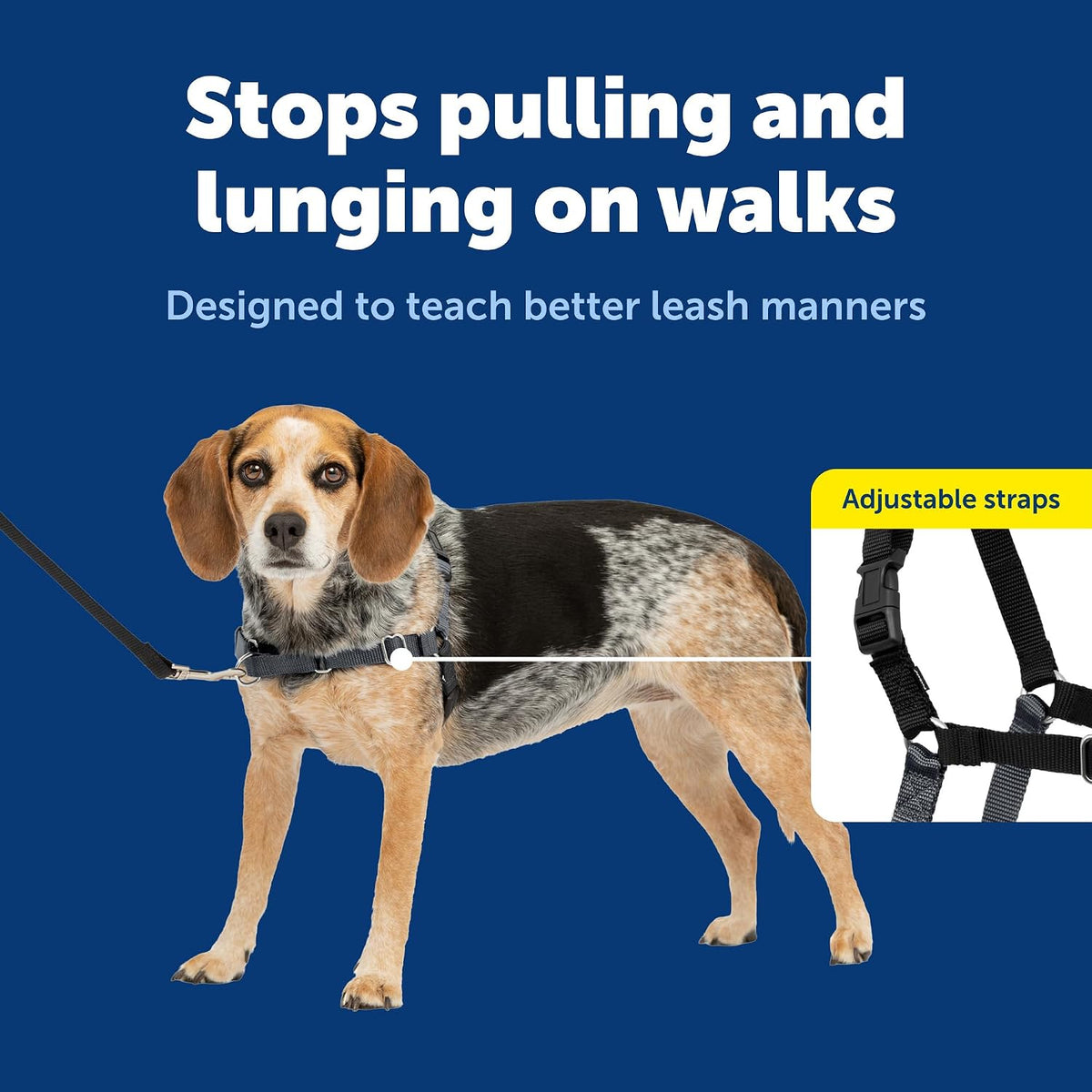 Easy Walk Harness, No Pull Dog Harness, Black, Medium | Patented Martingale Loop Gives Gradual Shoulder Pressure to Stop Pulling, Front-Chest Leash Clip Prevents Gagging