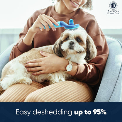 AKC Deshedding Slicker Brush for Dogs & Cats, Coated Tips | Skin-friendly grooming brush removes loose hair and detangles fur for dogs and cats of all breeds.