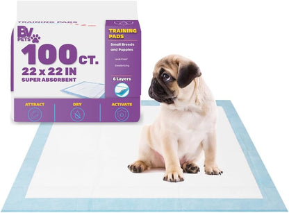 Puppy Pads Leak-Proof 22"x 22" - Absorbent Pee Pads for Dogs with 6-Layer Design, Rapid Dry Sheet & Built-in Attractant - Dog Pad with Odor Control, Perfect for Puppies & Senior Dogs