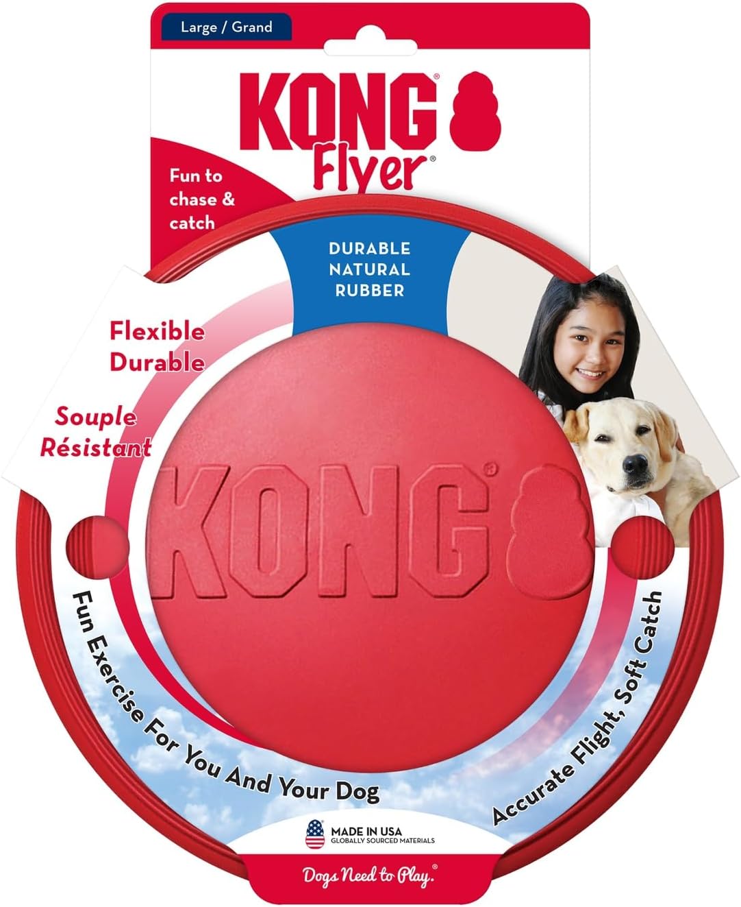 Flyer, Natural Rubber Flying Disc Fetch Toy, for Medium/Large Dogs